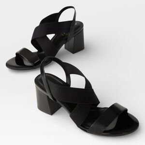 Anne Klein iFlex Slingback Faux Leather Black Heels SZ 6 Comfort Business Casual